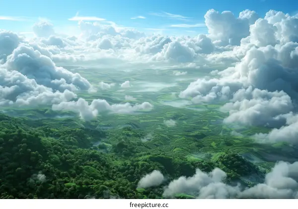 Majestic Landscapes: Verdant Hills and Pillowy Clouds