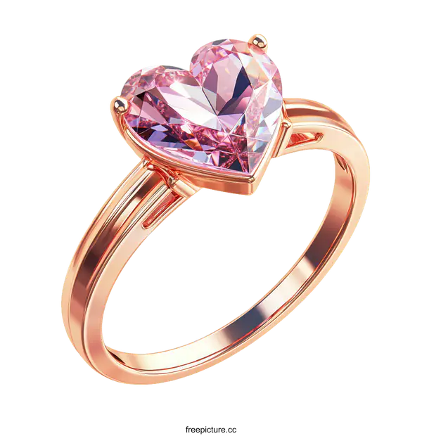 [Transparent Background PNG]Rose Gold Heart Shaped Diamond Ring