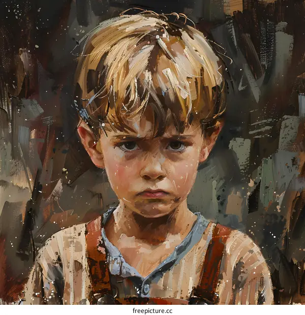 Portrait of a boy with blond hair and brown eyes