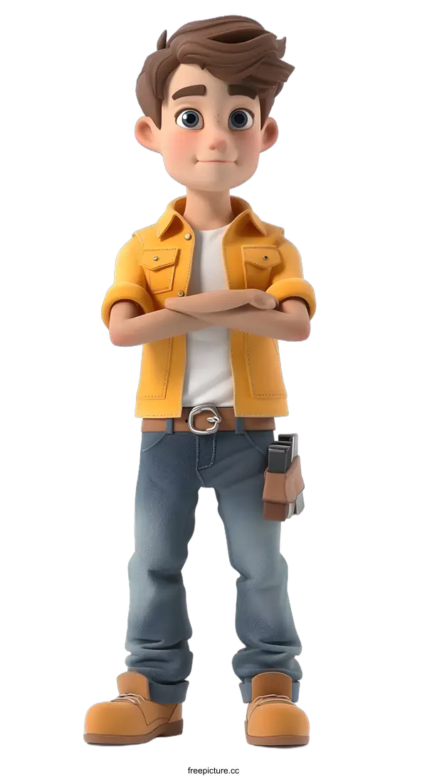 [Transparent Background PNG]Cartoon character of a young repairman