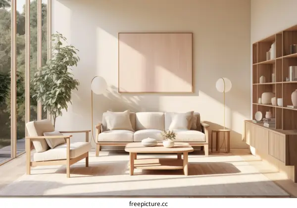 Bright and Airy Living Room With Neutral Colors and Natural Elements