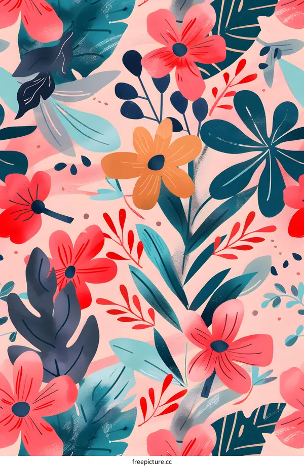 Tropical Floral Pattern Seamless Background