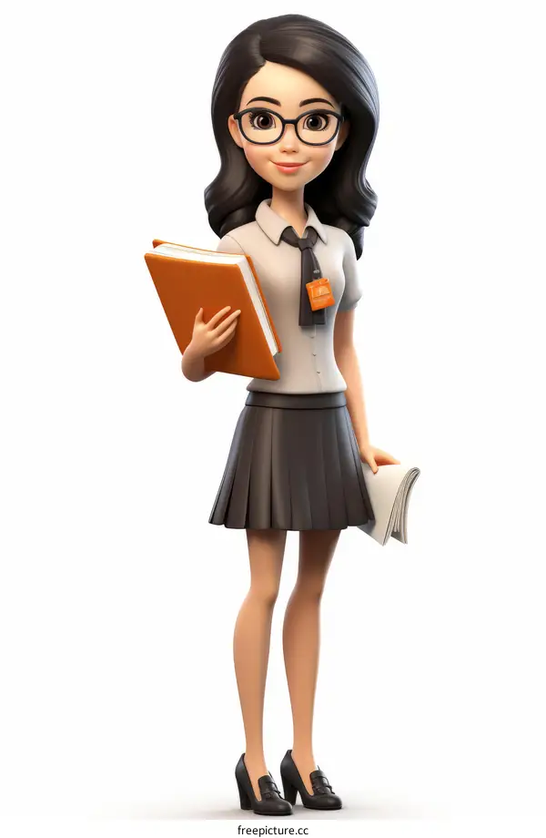 A photo of a young woman wearing glasses and a school uniform