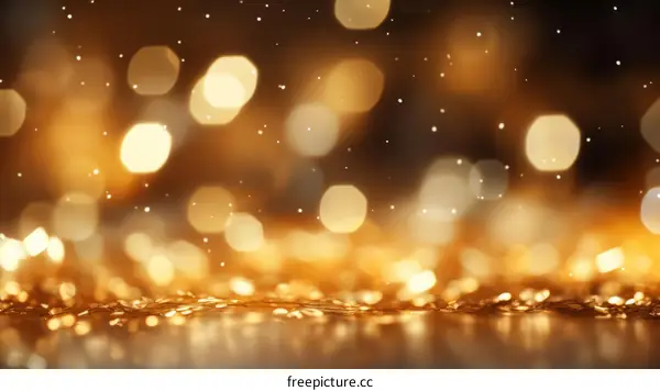 Golden bokeh background with glittering sparkles