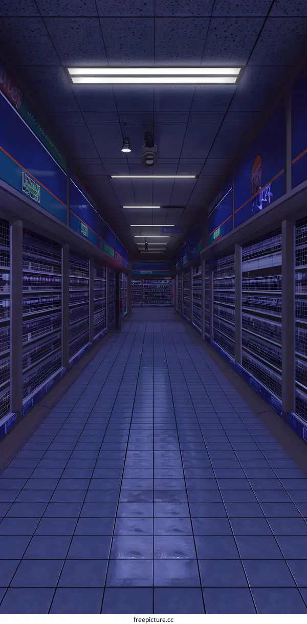 Empty Supermarket Aisle Illustration