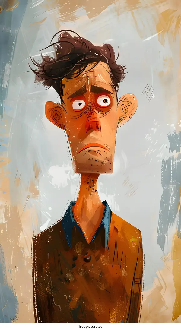 an illustration of a man with a worried expression on his face