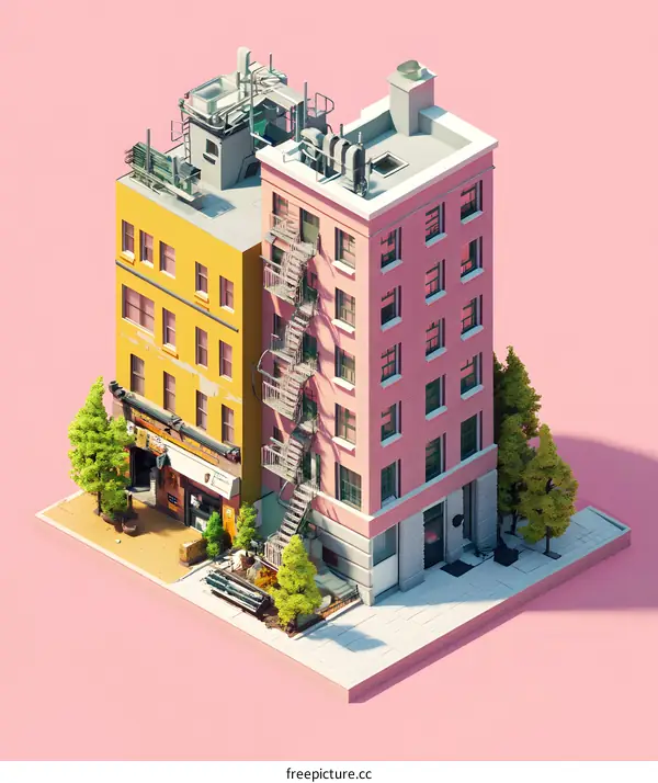 Low Poly Cityscape Architecture Building Illustration
