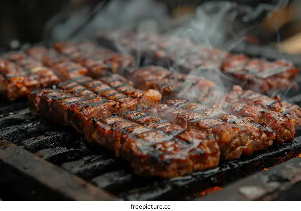 Beef tenderloin steaks cooking on a grill