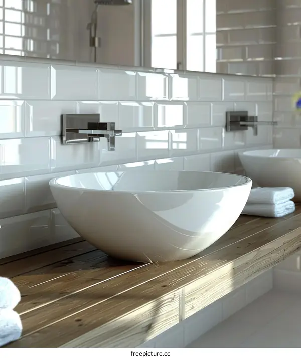 Modern Bathroom Sink with White Tiles