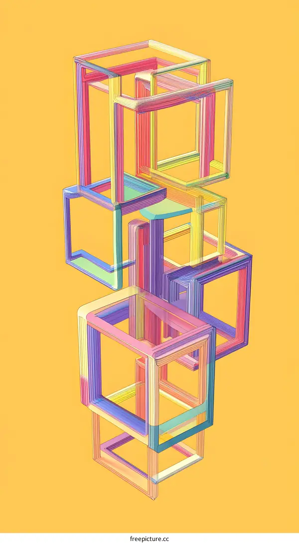 Abstract Colorful Square Geometric Shapes