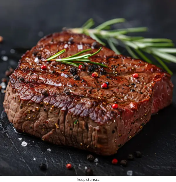 Juicy Beef Steak with Rosemary and Spices