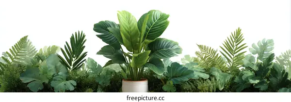 Green Tropical Plants Decorative Border