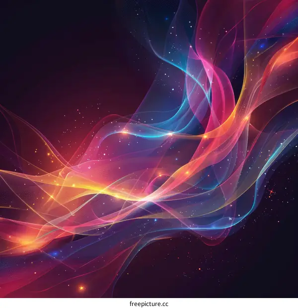 Abstract Colorful Flowing Lines and Stars