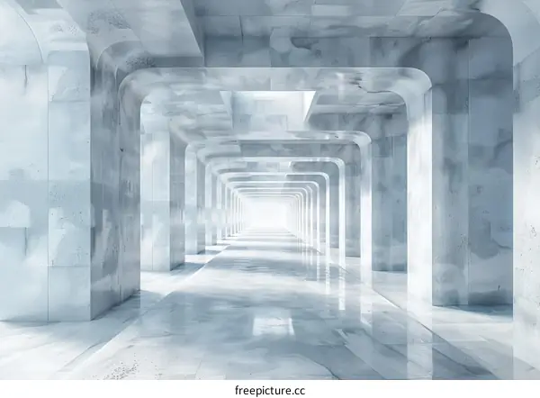 Futuristic Marble Tunnel with Light at the End