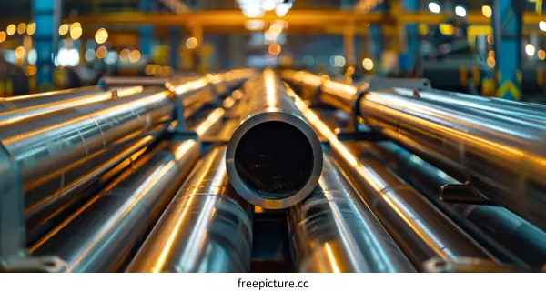 Steel Pipe Bundles in Factory Warehouse