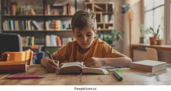 Young student studying in the library