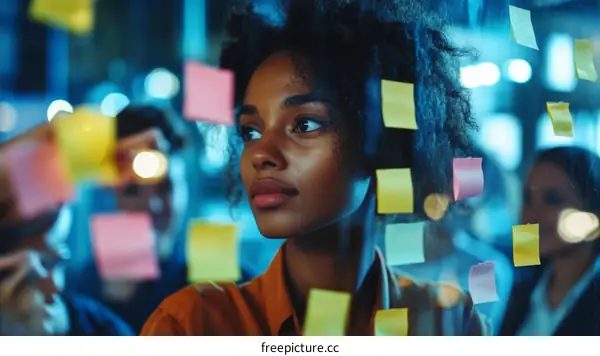 Focused Brainstorming Session with Sticky Notes