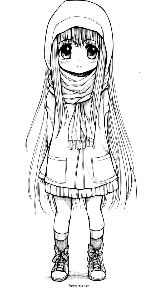 Cute Anime Girl Wearing Winter Clothes