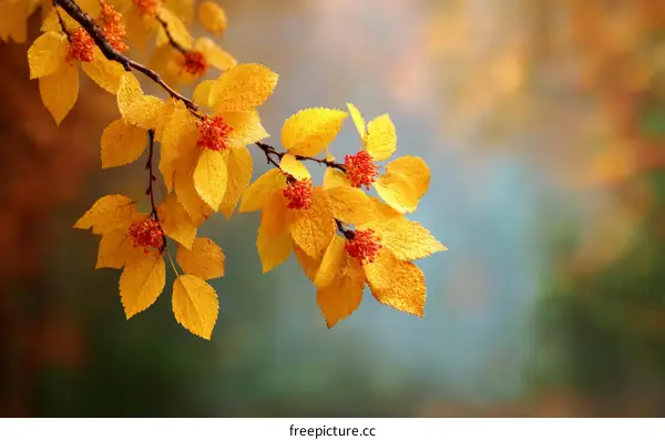 Autumn Leaves and Branches in the Fall