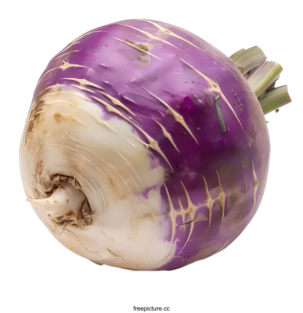 [Transparent Background PNG]Fresh Purple Kohlrabi Isolated On White Background
