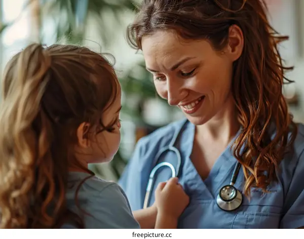 The doctor holds the child's hand to comfort the child