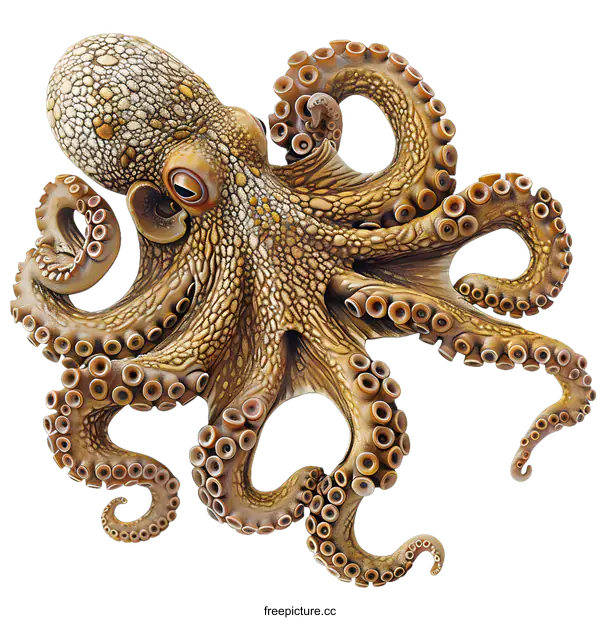 [Transparent Background PNG]A detailed illustration of an octopus