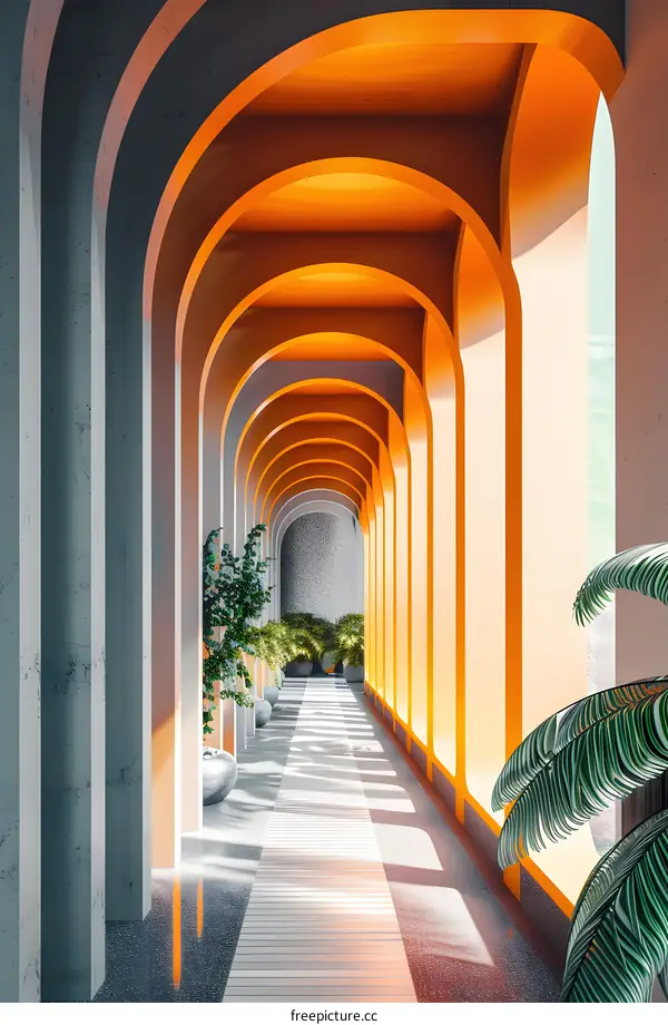 Abstract Architecture With Arches And Sunlight