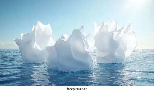 Majestic Icebergs in a Sunlit Ocean