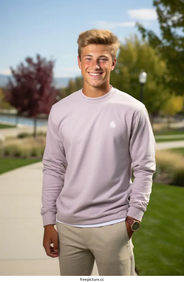 Smiling young male college student on campus