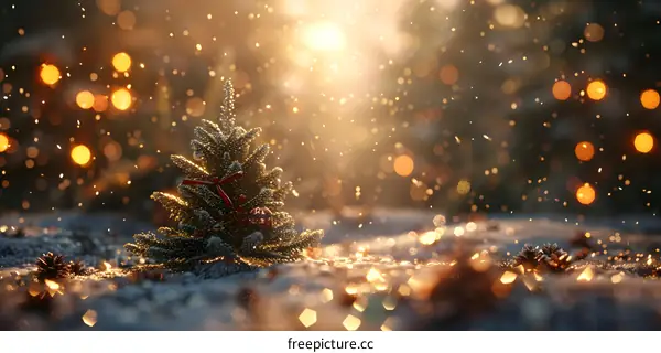 Christmas tree in the snow