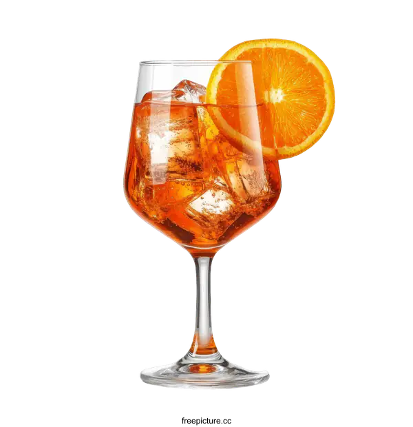 [Transparent Background PNG]Orange Aperol Spritz Cocktail in Glass