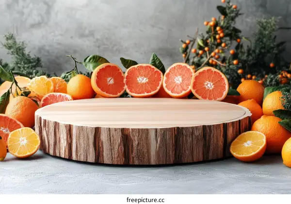 Wooden Cutting Board Displaying Fresh Citrus Fruits