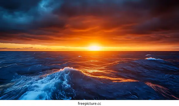 Dramatic Sunset Over the Ocean