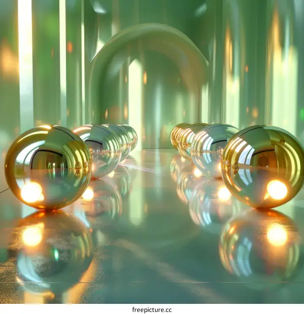 Modern Abstract Interior Design with Golden Balls