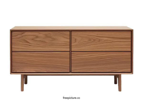 [Transparent Background PNG]Modern Wooden Chest of Drawers with Four Drawers