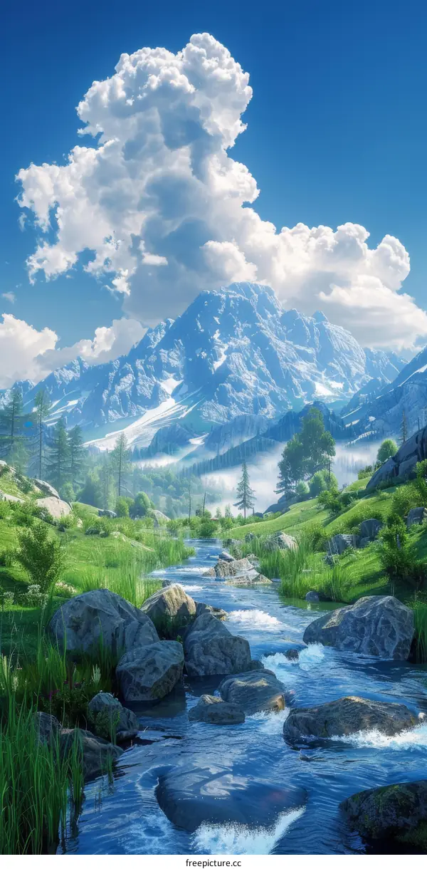 Majestic Mountain Scenery with a Crystal Clear River