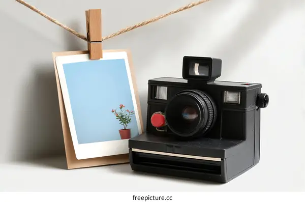 Vintage Polaroid Camera with Photo Frame