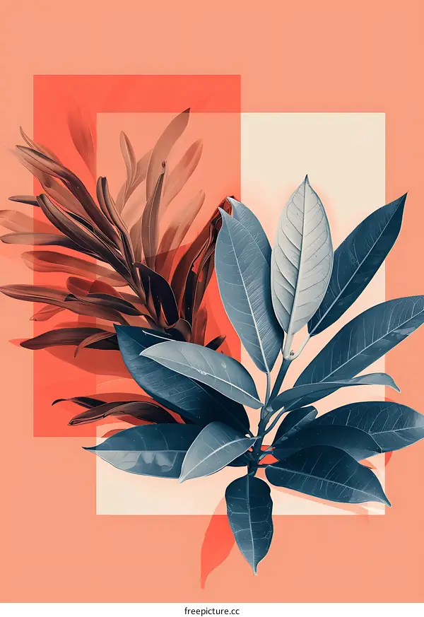 Abstract Minimalist Leaves Art with Geometric Shapes