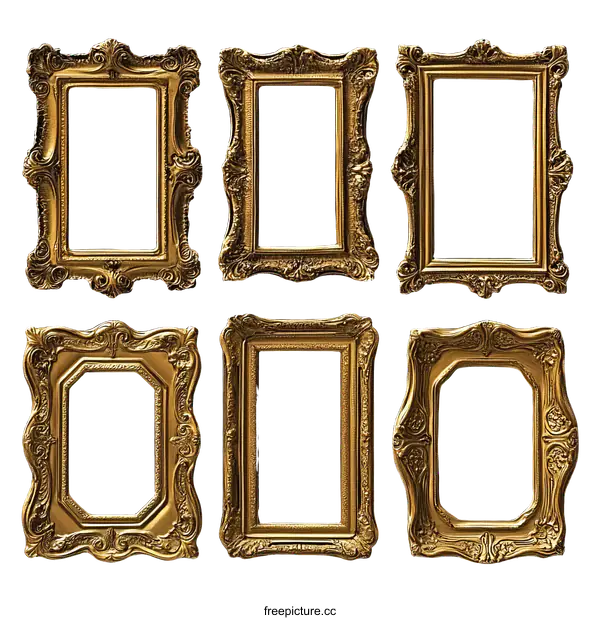 [Transparent Background PNG]Golden Picture Frames Collection