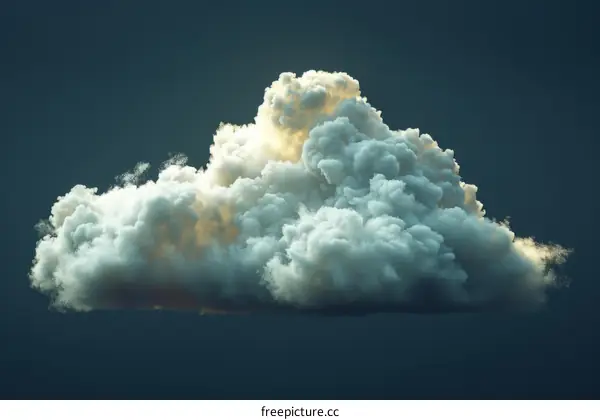 3D rendering of a white cloud on a dark blue background