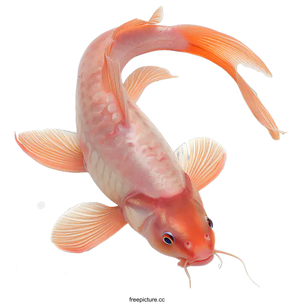 [Transparent Background PNG]A red and white koi fish with its fins spread out