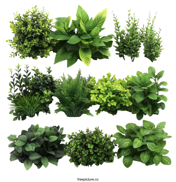 [Transparent Background PNG]Assortment of Artificial Plants for Decoration