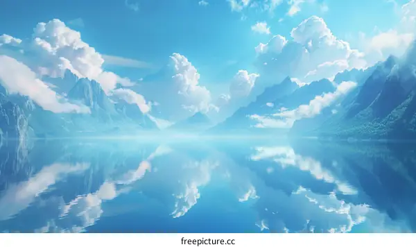 Serene Mountain Lake Scenery Illustration