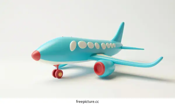 A blue toy airplane with red details