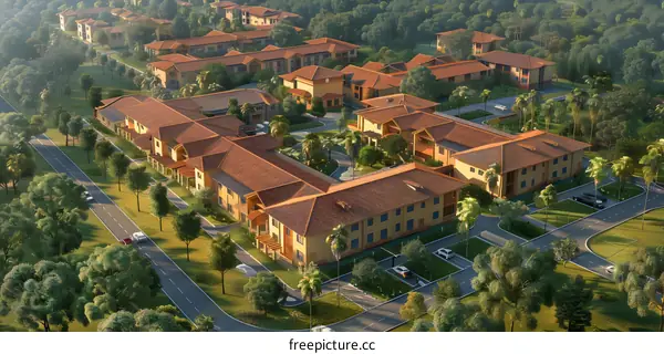 Aerial View of a Residential Complex in a Suburb