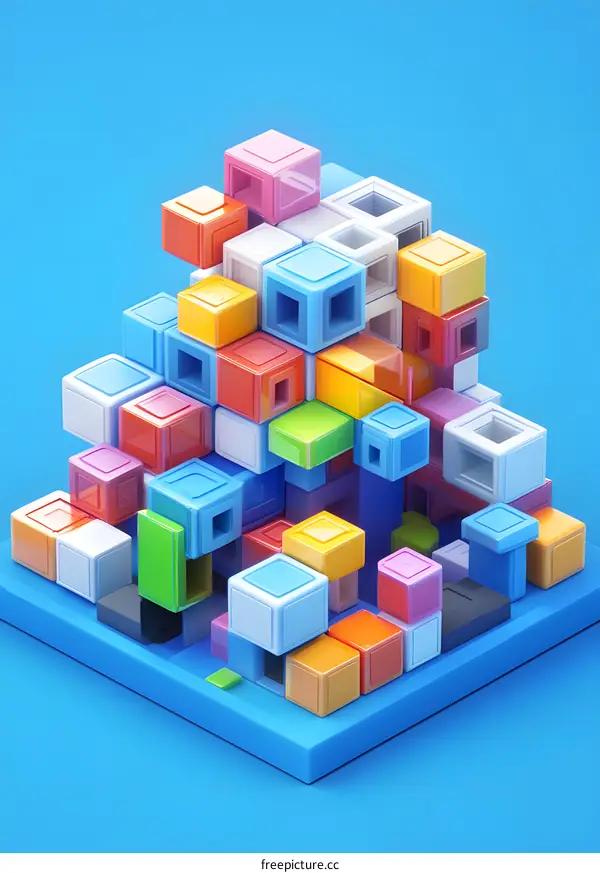 Abstract Colorful Cubes 3D Rendered Illustration