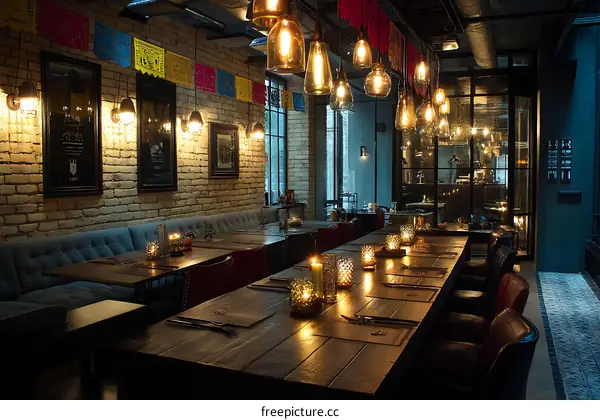 Elegant Restaurant Interior Design with Warm Lighting