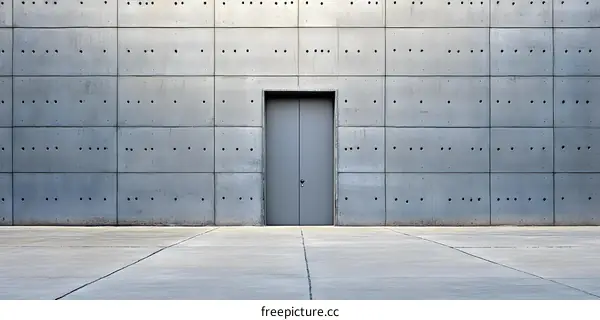 Grey Door Against Concrete Wall