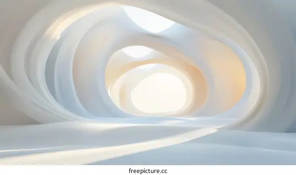 Futuristic White Room with Smooth Rounded Walls