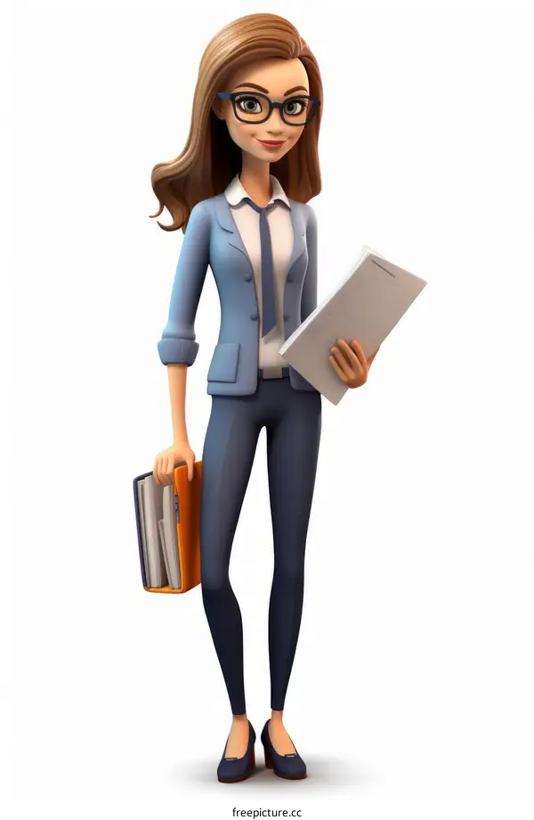 Businesswoman in suit holding a folder full of documents
